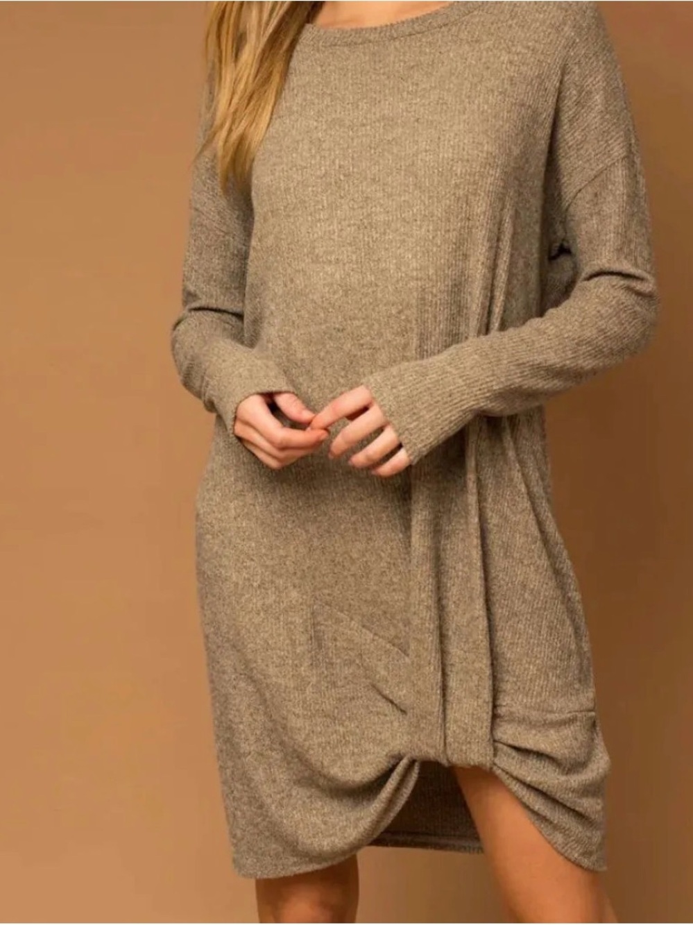 Gilli Long Sleeve Knit Dress - Taupe